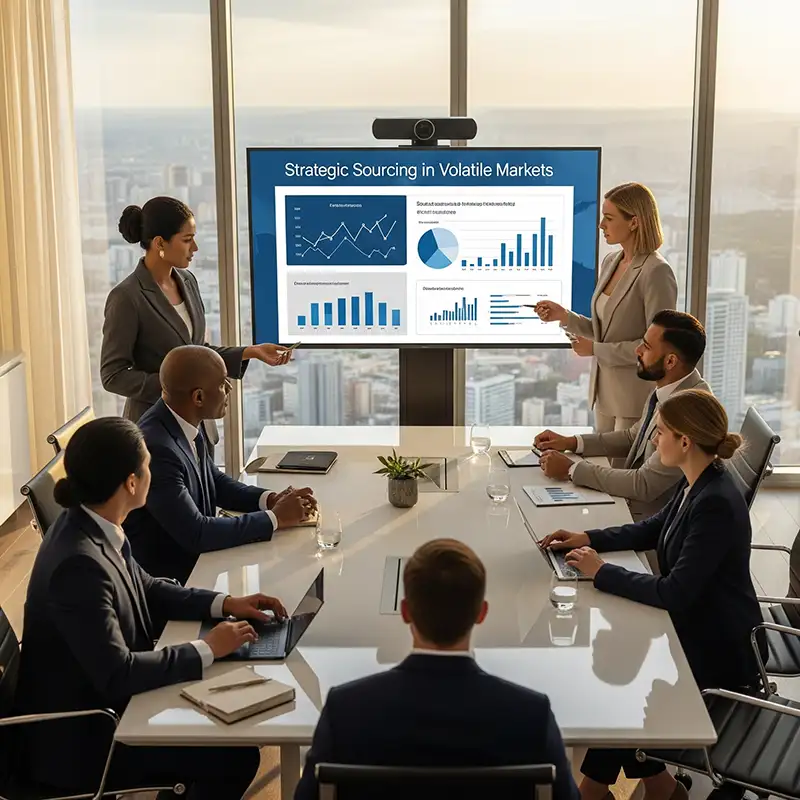 A group of social elites conduct case analysis in a luxurious, modern top floor conference room