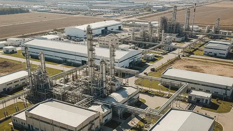 Chemical plant top view The Volatile Feedstock Factor​