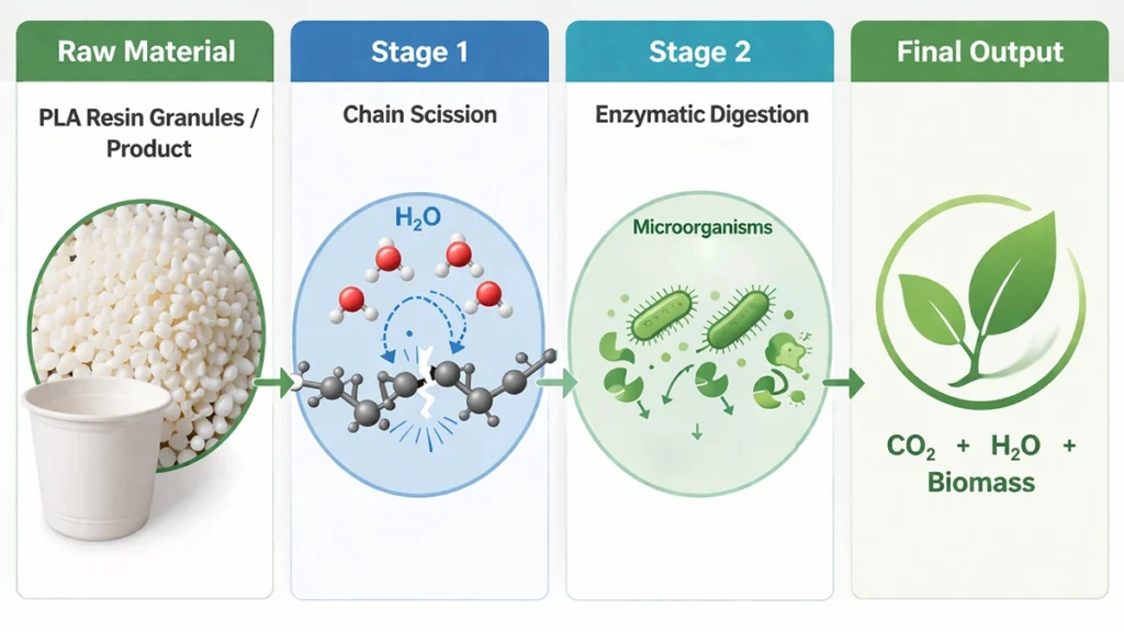 The PLA Biodegradation Process: From Raw Material to Final Decomposition