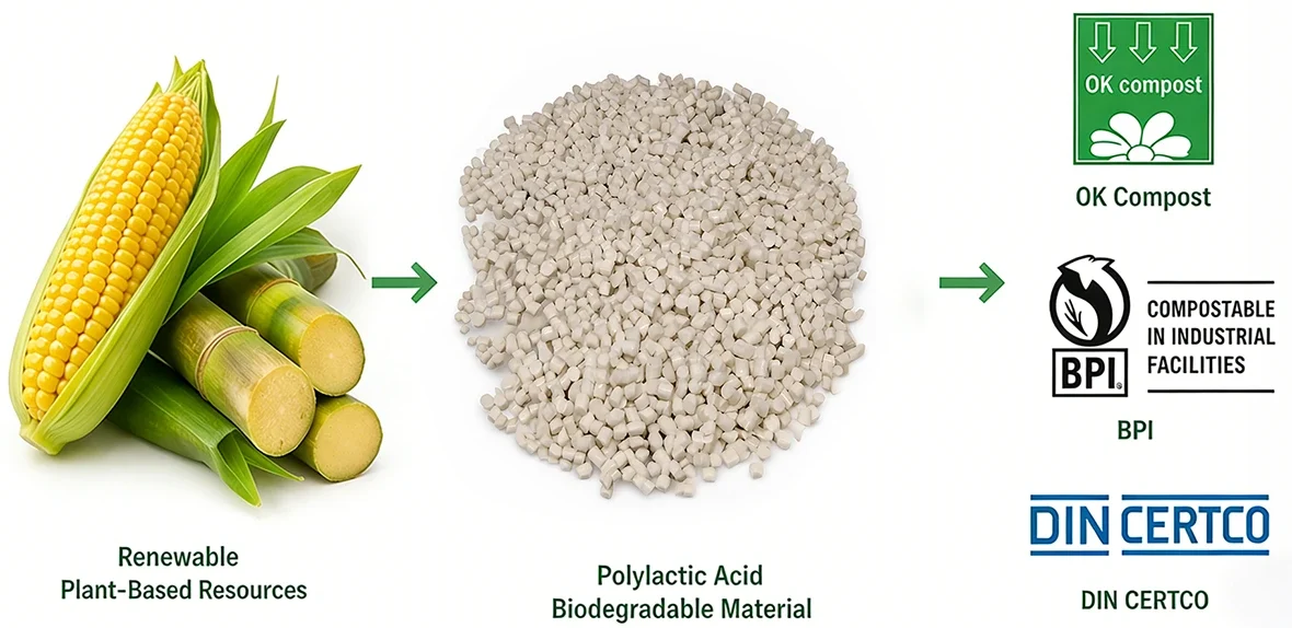 From Renewable Resources to Certified Biodegradable PLA Pellets