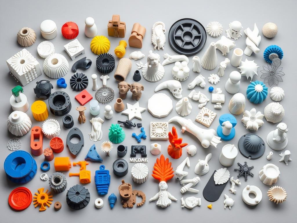 3D printed objects made from PLA and PLLA showing different applications and quality