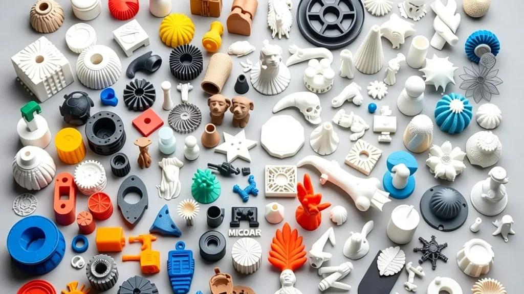 Assorted Polylactic Acid (PLA) 3D Printing Samples and Prototypes