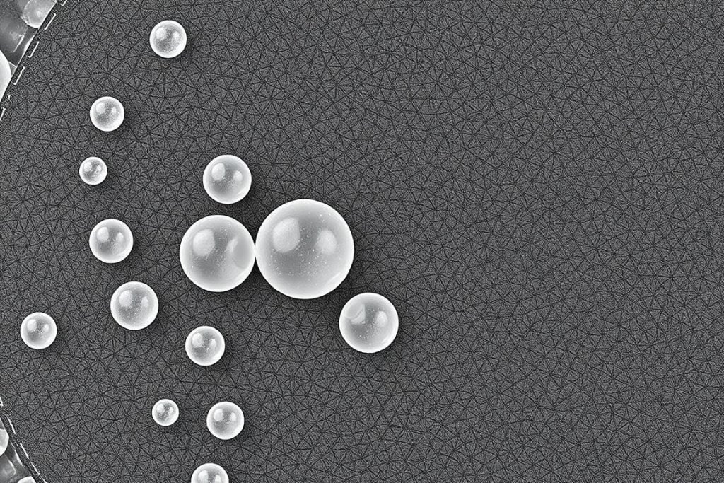 Microscopic view of POM GB-25 showing glass bead distribution in the polymer matrix