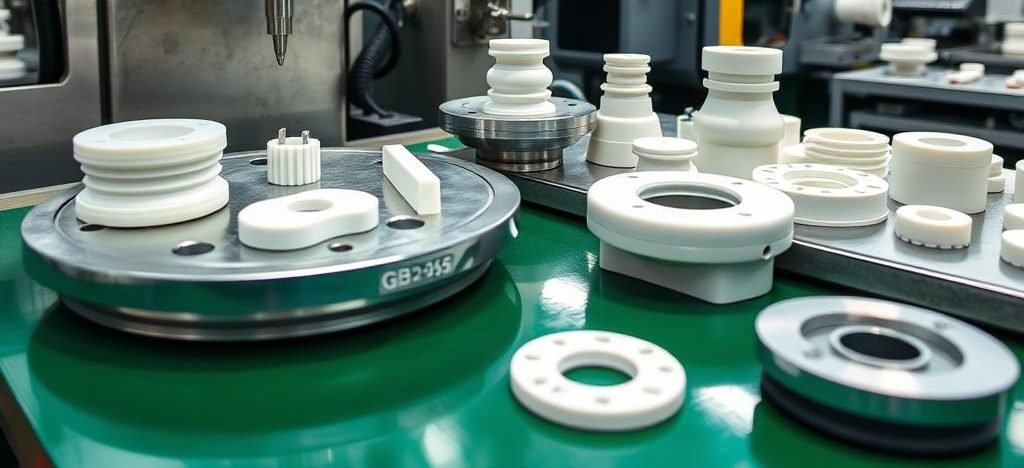 Post-processing operations for POM GB-25 components showing machining and finishing