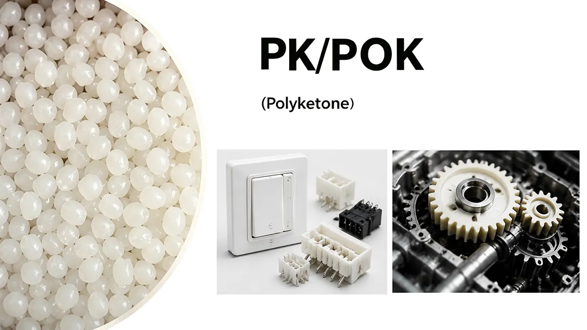 Multi-Image Comparison of Polyketone Resin Pellets and Various Finished Components