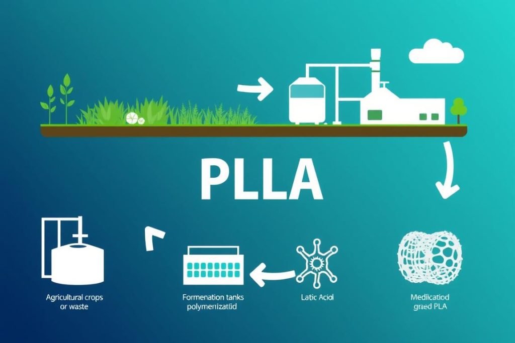 Sustainable production of PLLA (Poly-L-lactic acid) from renewable resources