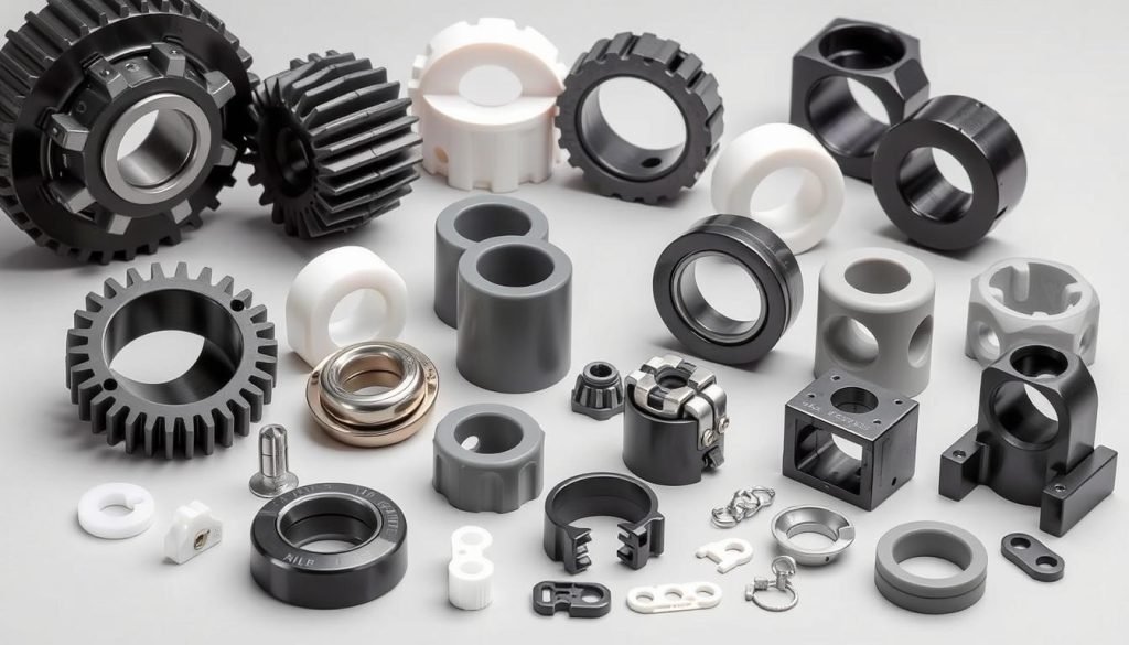 Various industrial components manufactured using POM GB-25 material