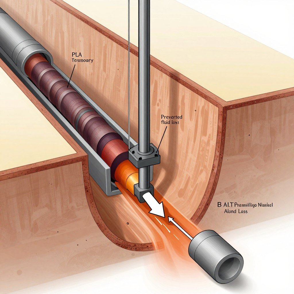 PLA Temporary Plugging Agent sealing a lost circulation zone
