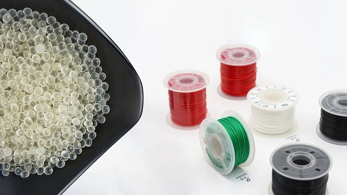 PLA Pellets to Filament - Raw Material and Finished 3D Printing Spools