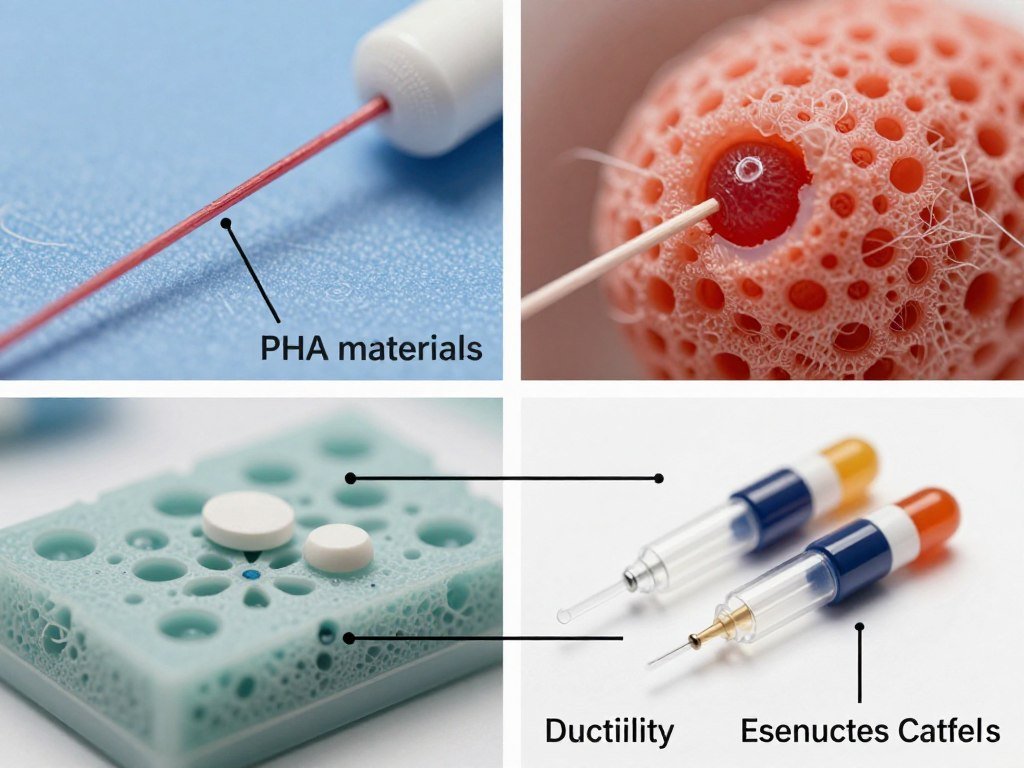 Medical applications of PHA materials showing sutures and tissue engineering scaffolds