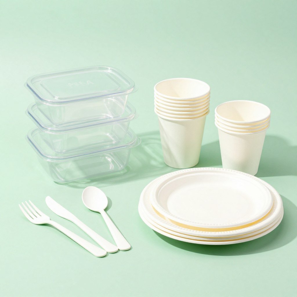 PLA food packaging and disposable tableware examples
