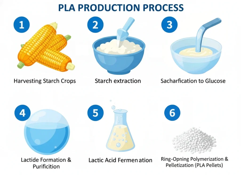 From Plant Starch to PLA Polymer: 6-Step Manufacturing Process