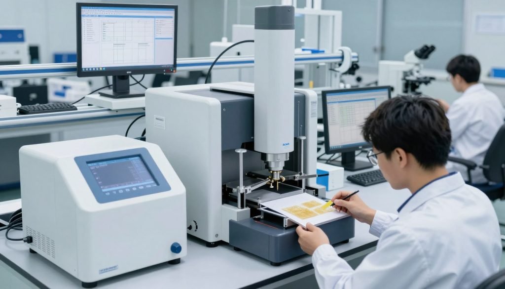 Technical laboratory testing PBT resin properties for quality assurance