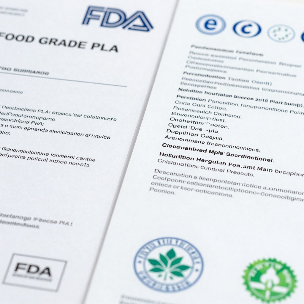 Food Grade PLA certification documents and compliance labels