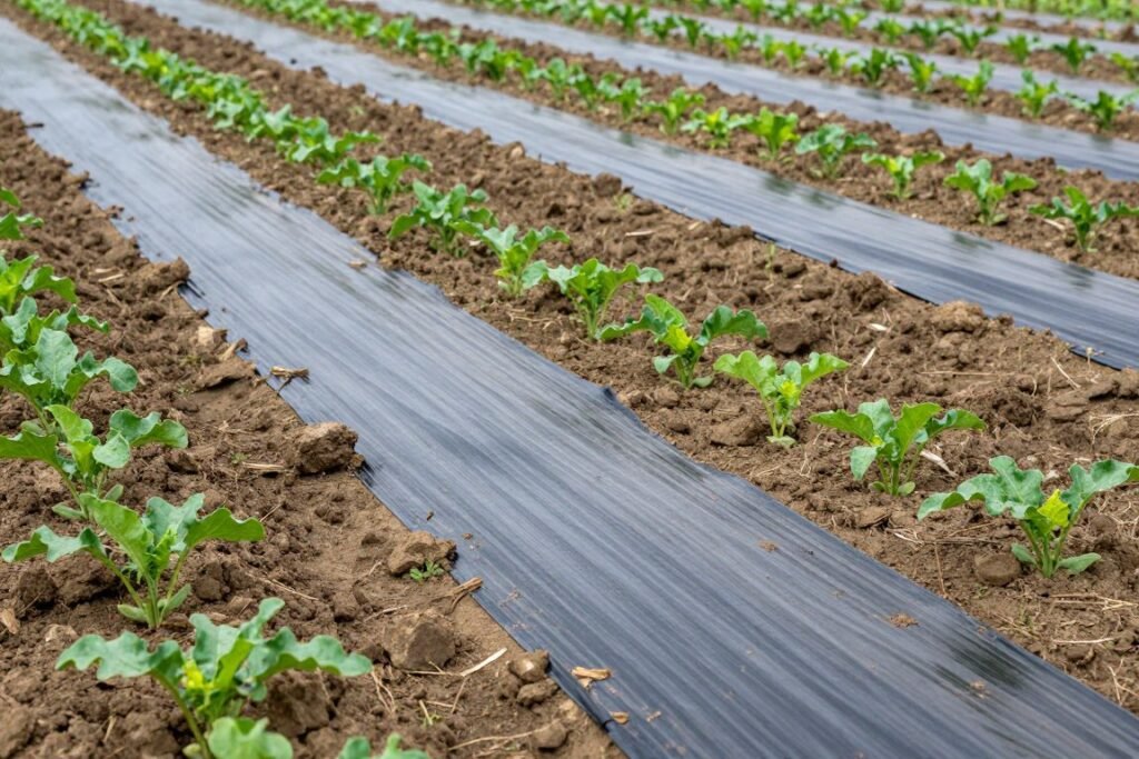 PHA agricultural mulch film biodegrading in soil