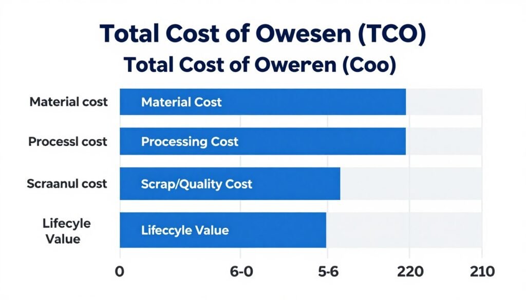 Total Cost of Ownership comparison chart for different PBT grades