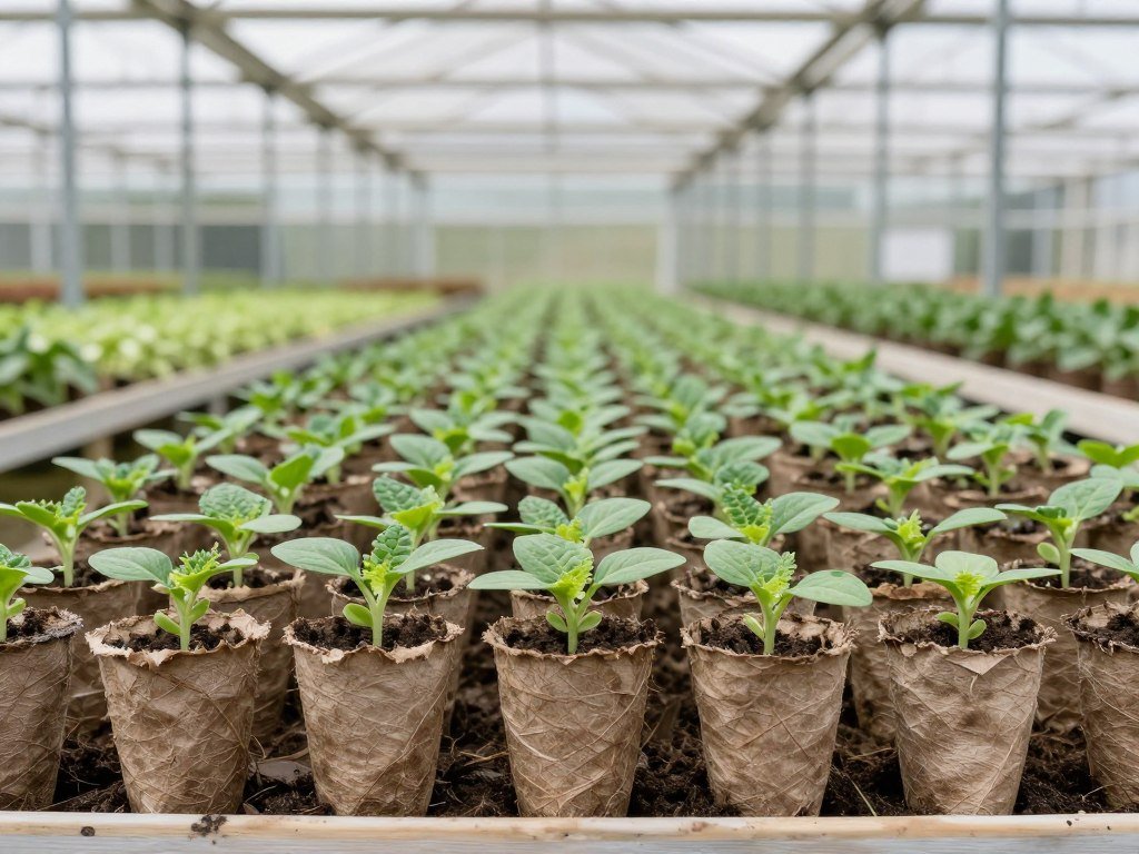 Biodegradable PLA plant pots with seedlings
