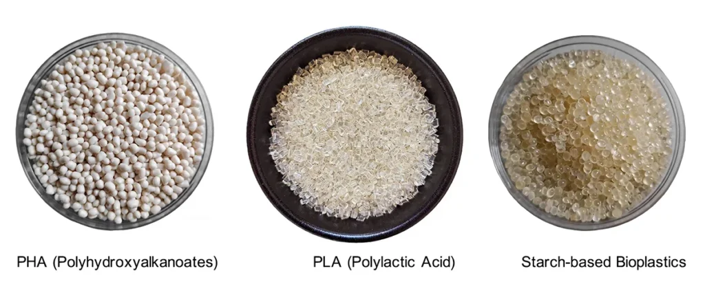 PHA, PLA, and Starch-Based Bioplastics Pellets