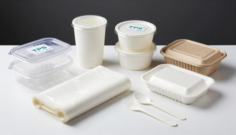 Biodegradable TPS food packaging including containers, films, and trays for sustainable food service