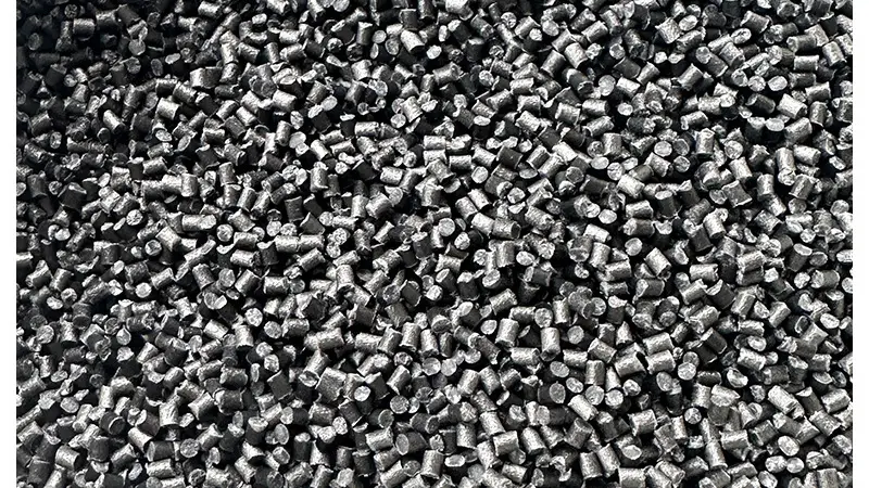 Carbon fiber-reinforced PLA resin pellets, designed for industrial plastics modification, compounding, and filament extrusion applications.