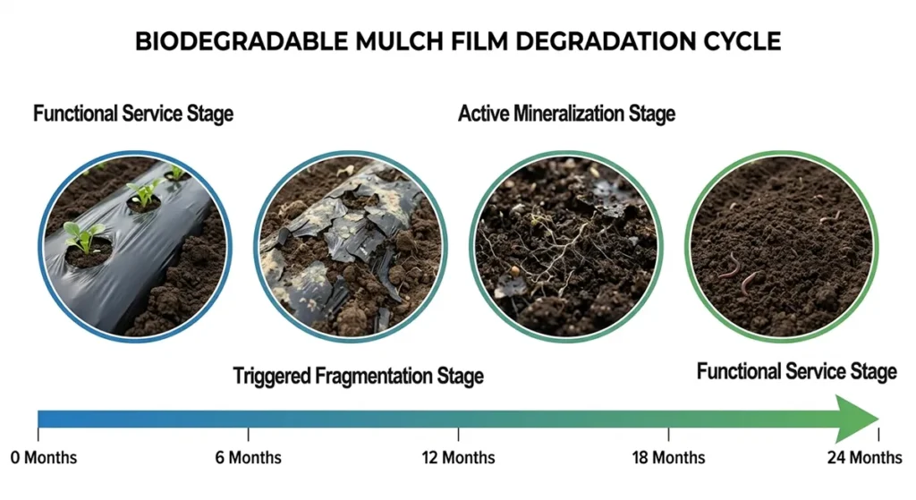 24-Month Biodegradation Process of TPS Mulch Film