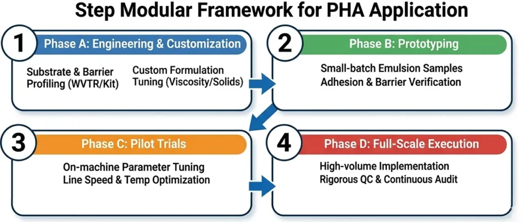 Illustrates the workflow for PHA paper coating.