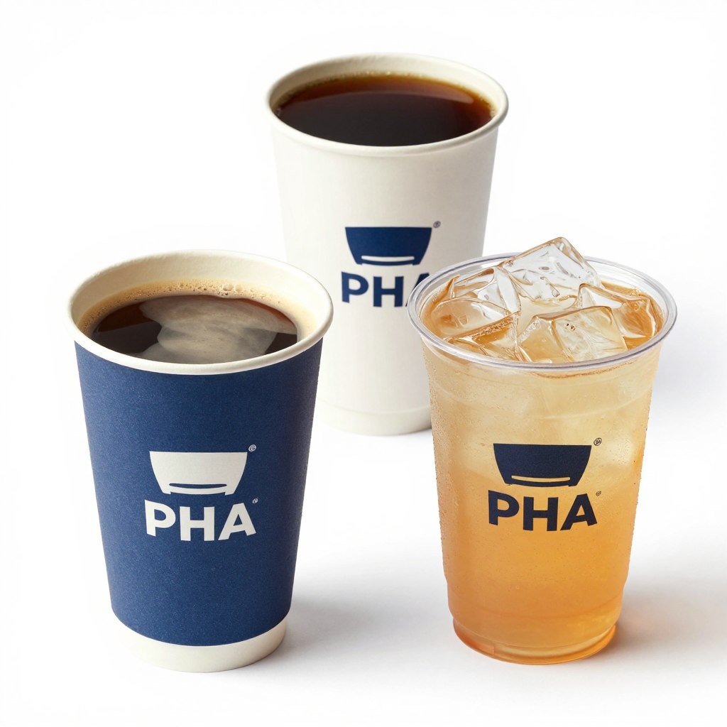 PHA coated paper cups for hot and cold beverages
