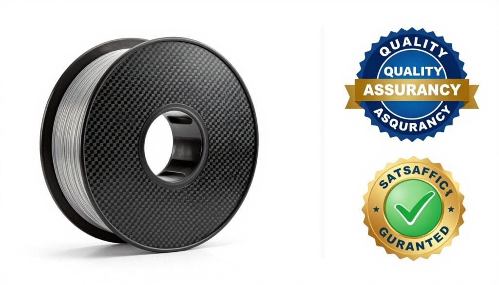 Quality seal and satisfaction guarantee badge for carbon fiber PLA products