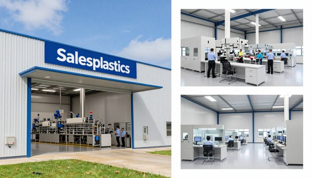 SalesPlastics facility showing PHA coating production and quality control operations