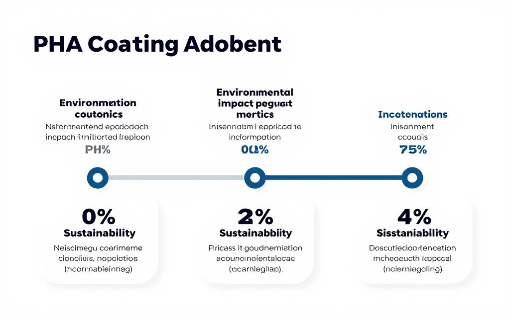 Success story timeline showing PHA coating adoption and environmental impact reduction