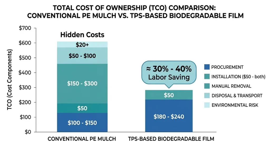 Cost-Benefit Bar Chart of Biodegradable Agricultural Film