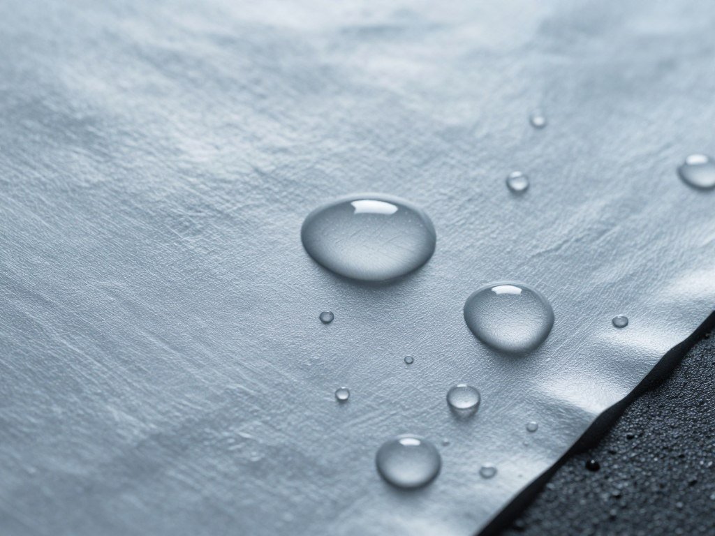 Water droplets on TPS film surface demonstrating moisture interaction with thermoplastic starch