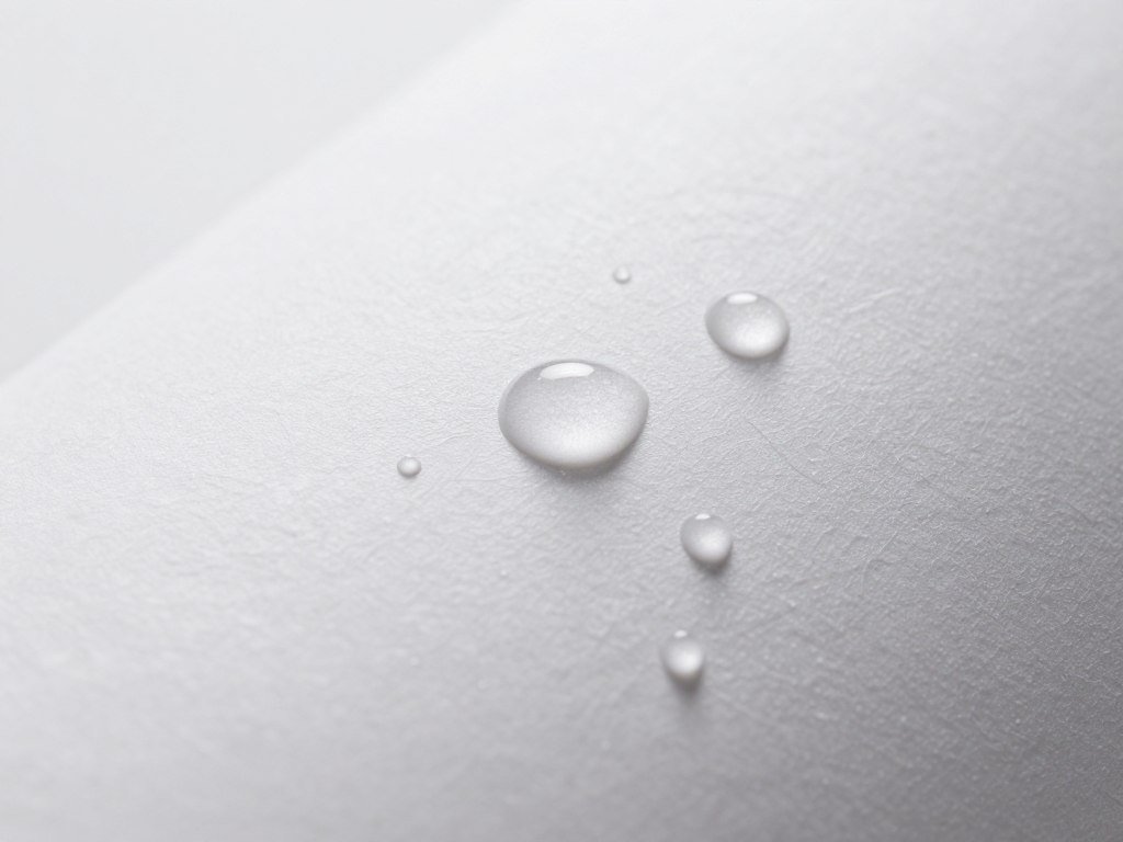 Water resistance demonstration of PHA coated paper with water droplets