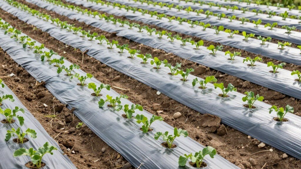 agricultural mulch film application in crop field