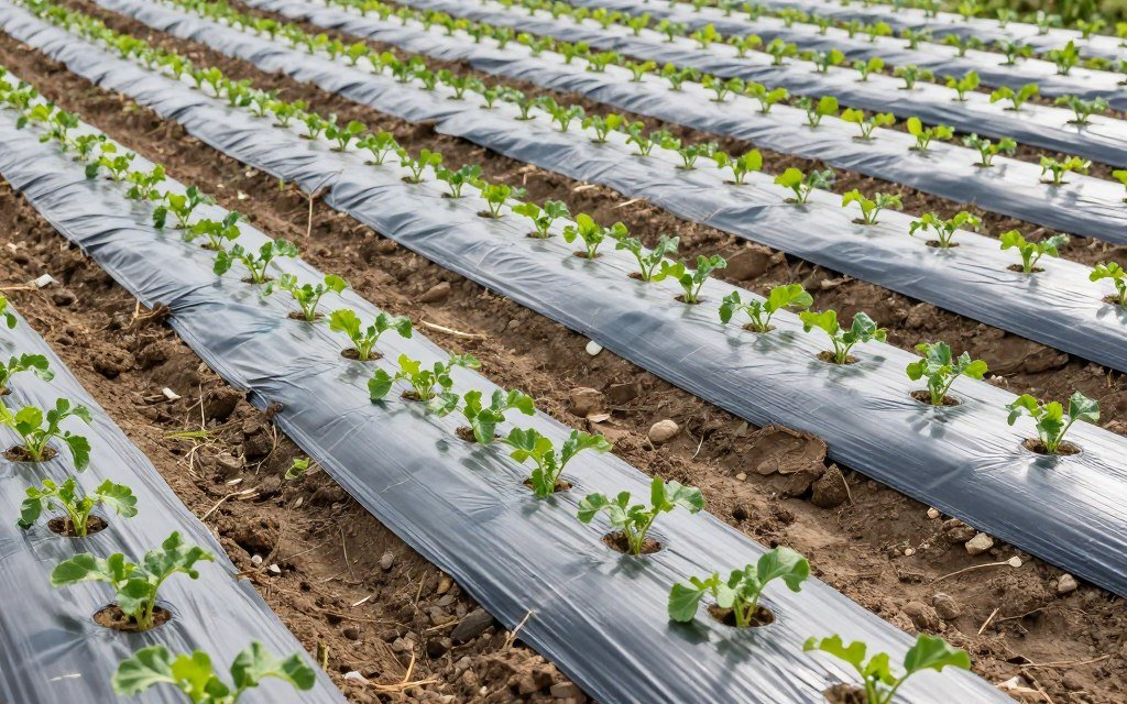 agricultural mulch film application in crop field