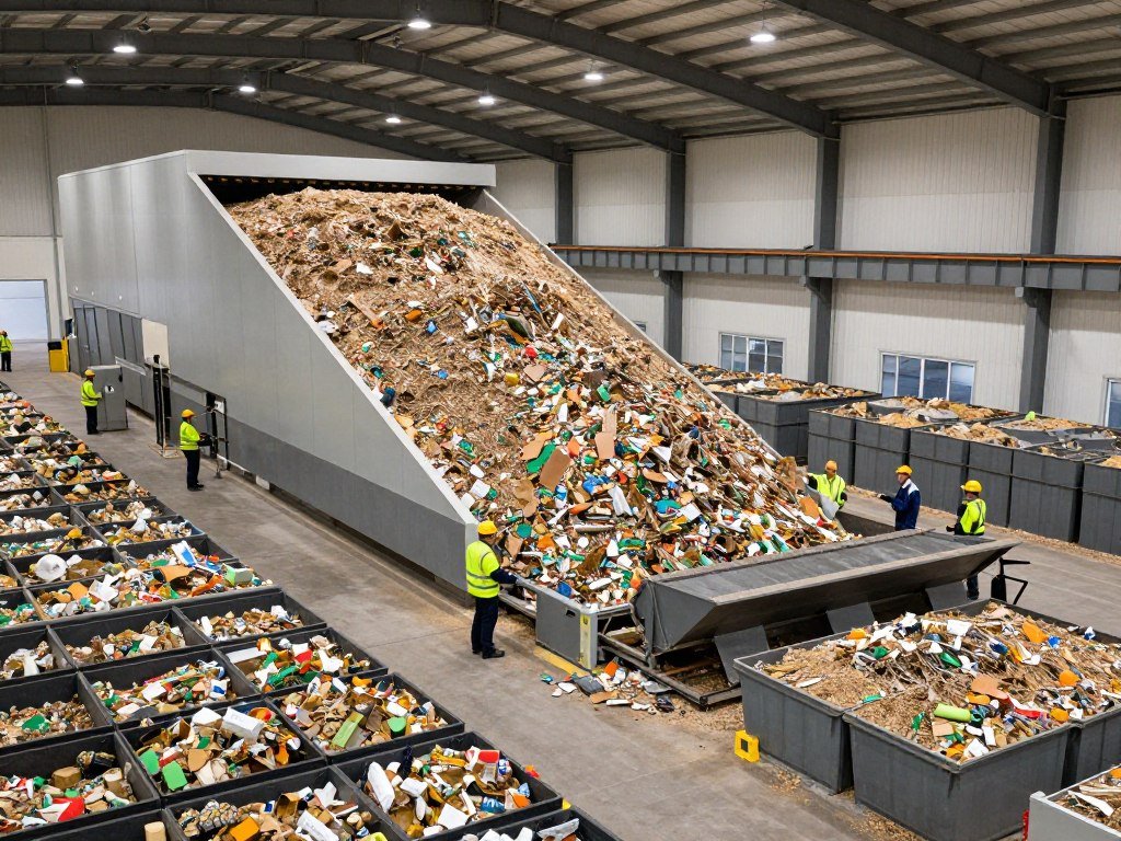 modern composting facility processing biodegradable packaging