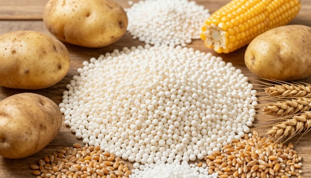 starch-based bioplastic pellets with agricultural source materials