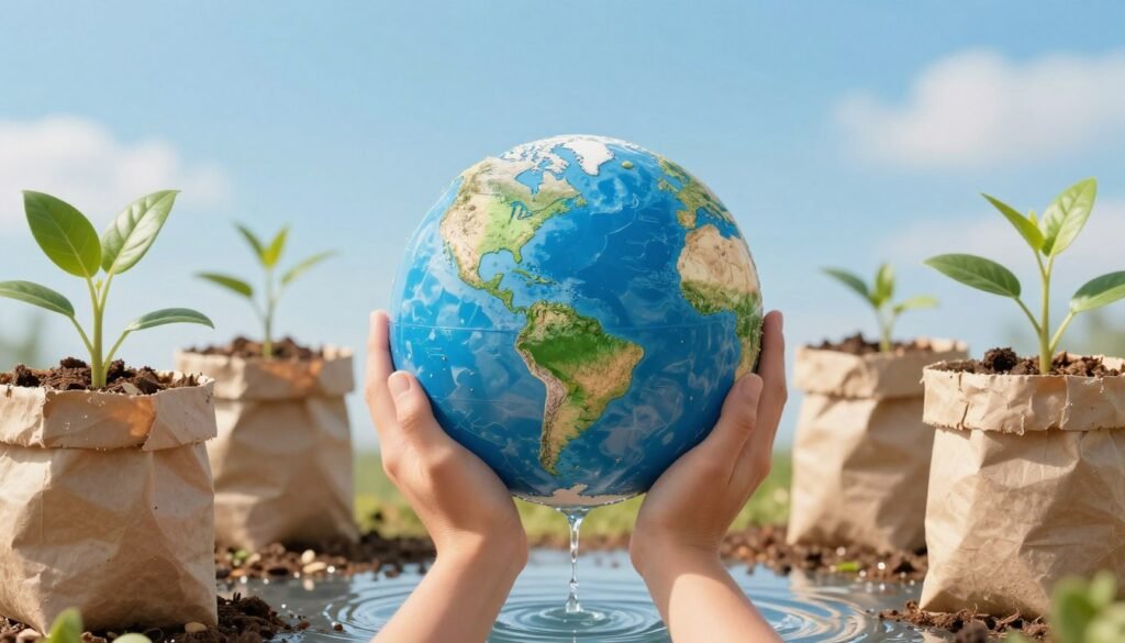 sustainable future concept with biodegradable packaging protecting the environment