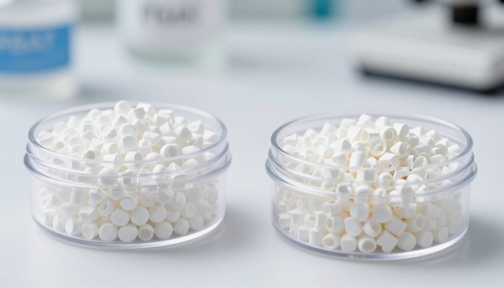 High-Performance Biodegradable Plastics PBAT PLA materials comparison display