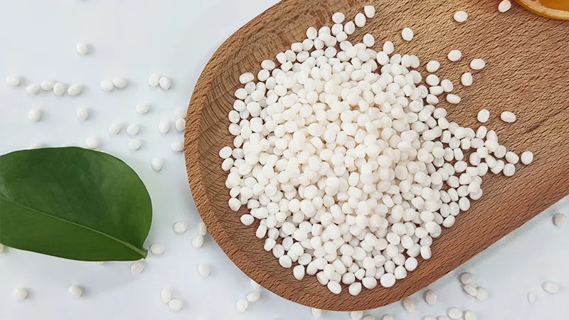 Close-up of biodegradable polymer granules