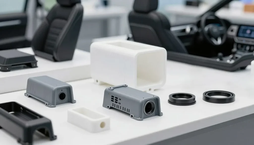 high-temperature PLA-printed electronic housings, lenses, and automotive car parts.