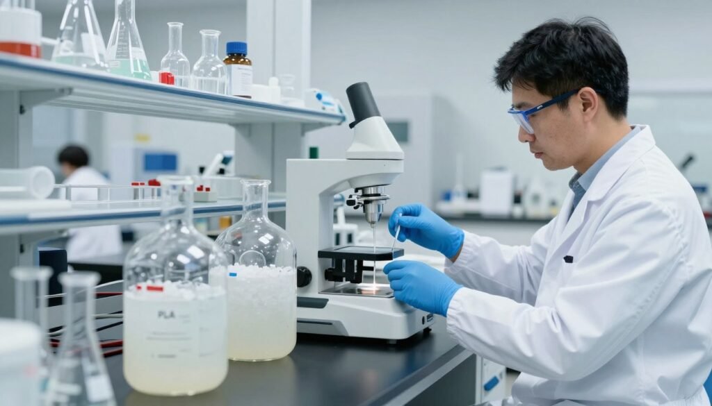 Laboratory setup for PLA chemical modification and polymerization