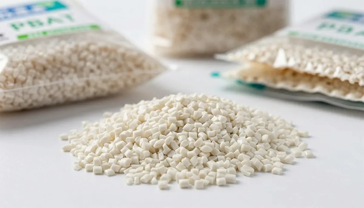 High-quality PBAT (Polybutylene Adipate Terephthalate) resin pellets, eco-friendly and compostable polymer granules for sustainable manufacturing.