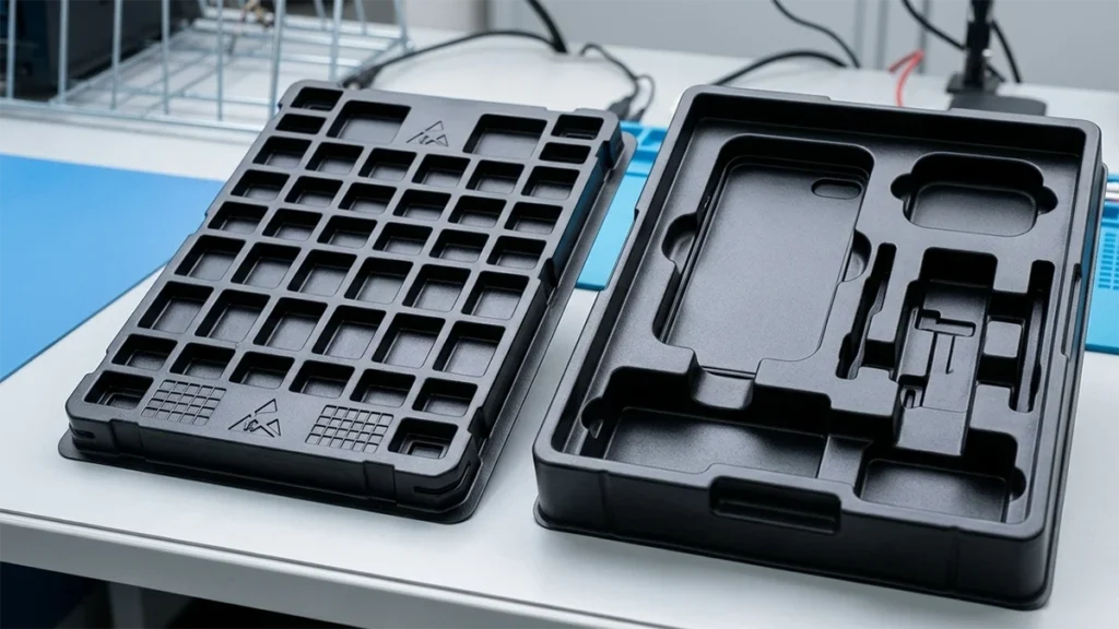 Customized TPS Molded Inserts for Product Protection and Anti-Static Component Management at a Workstation