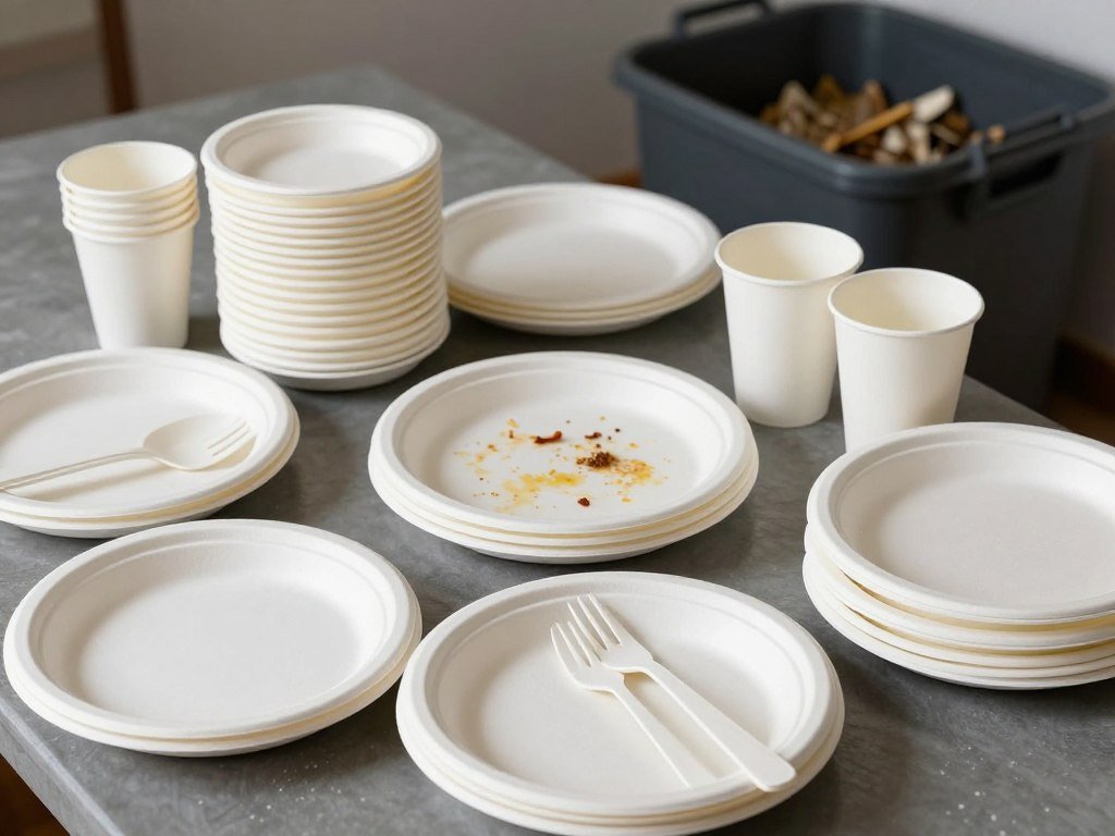 disposable food service items from thermoplastic starch