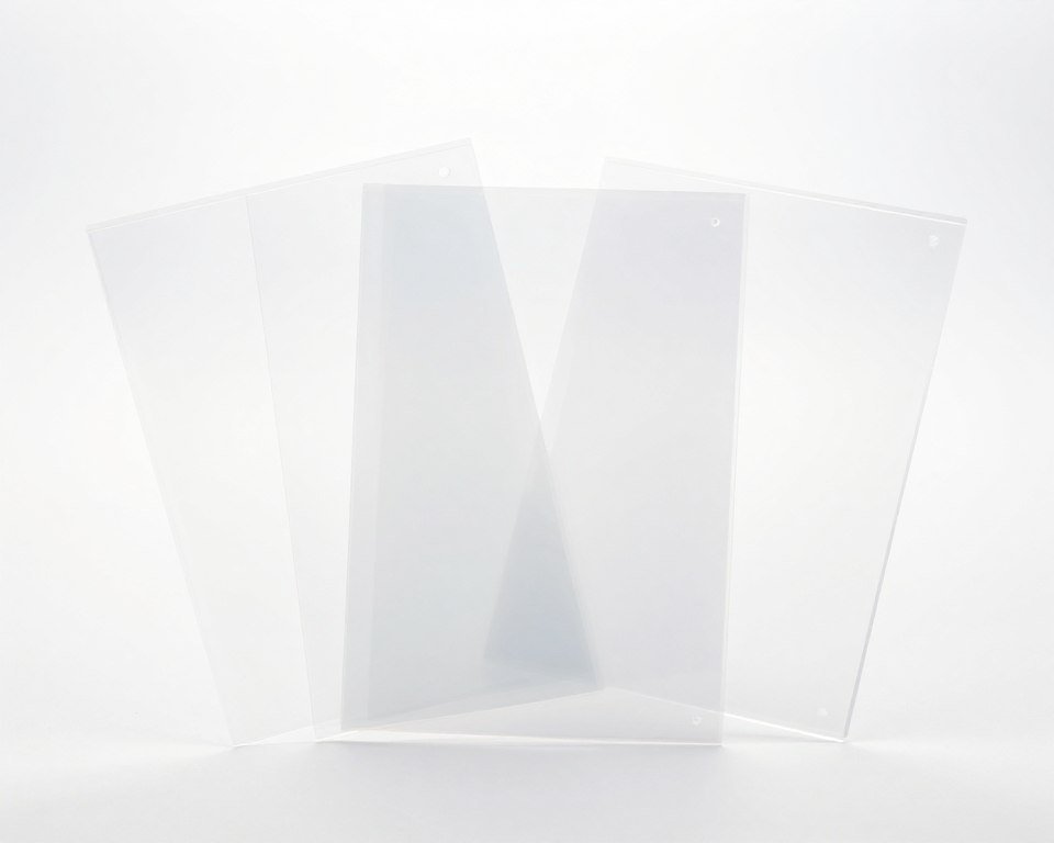 Clear SABIC PE film samples demonstrating optical properties and transparency grades