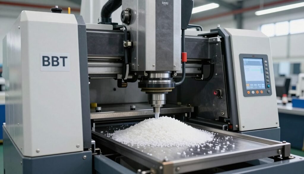 Injection molding machine processing Duranex PBT resin