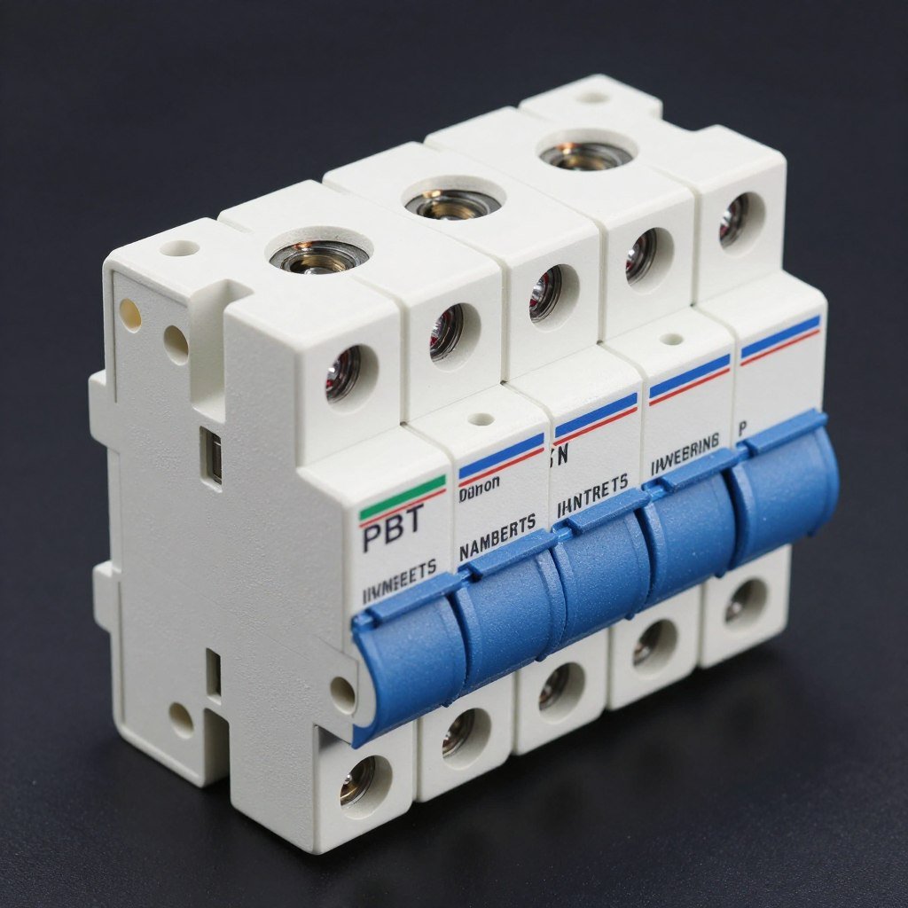 PBT circuit breaker housings and power components