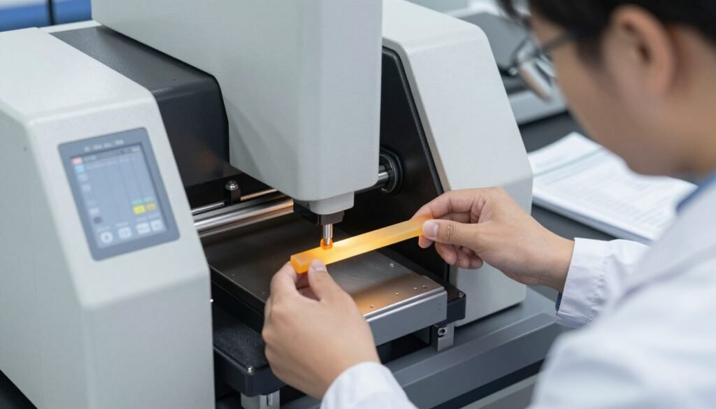 PC ABS Alloy impact strength testing in laboratory
