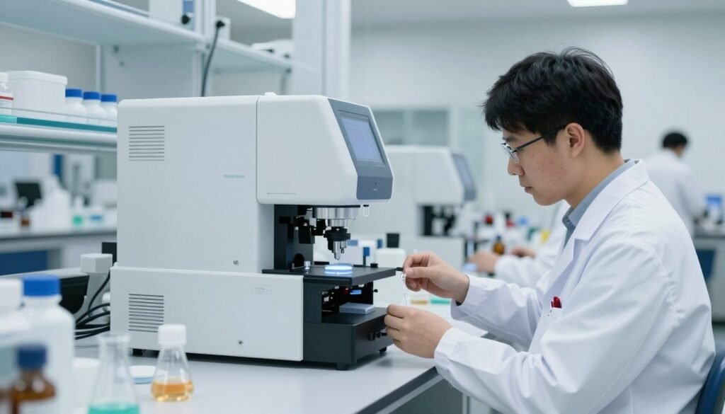 Research and development laboratory working on advanced SABIC PE formulations